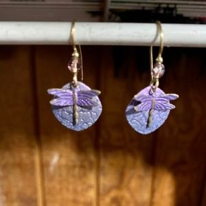 Purple & Blue Niobium Coated Dragonfly Dangles